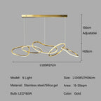 Rose Gold LED Chandeliers - Modern Circle Rings Hanging Lights Fixtures