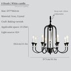 Iron Vintage Candle Chandelier: Retro French Style Pendant Light