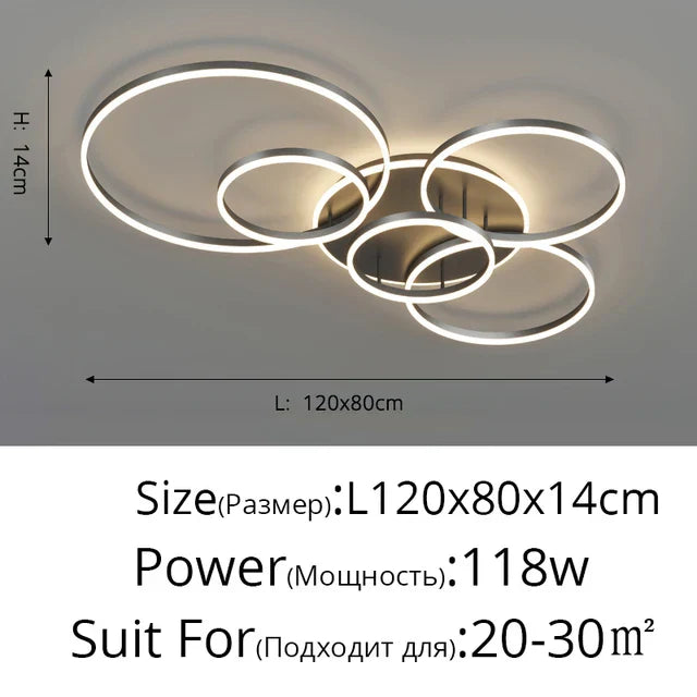 Aluminum Circle LED Chandelier Ceiling Light for Bedroom Living Room Kitchen