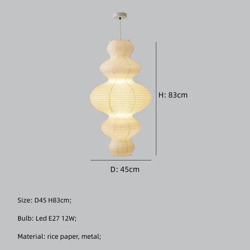 Wabi Sabi E27 Pendant Lamp - Japanese Style Led Suspend Chandelier