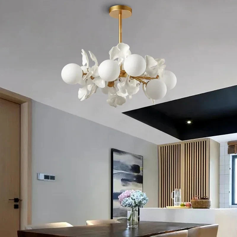 Ginkgo Leaf LED Ceiling Chandelier for Bedroom, Living, Dining Room