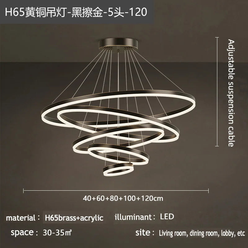 Nordic Circular Chandelier Hanging Pendant Light for Living Room and Dining Room