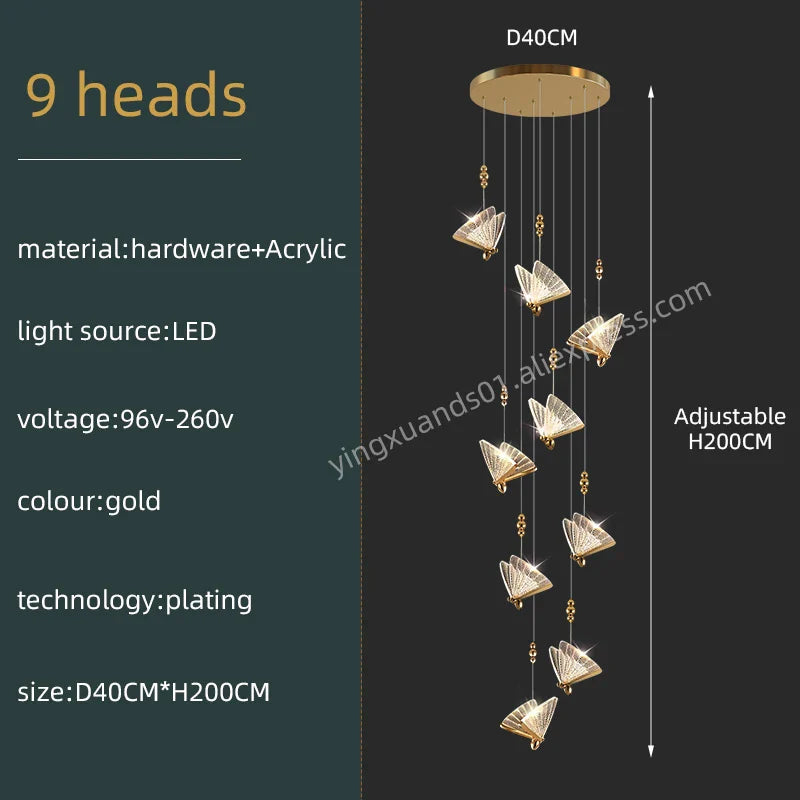Butterfly Acrylic Chandelier Modern Ceiling Light Pendant Lamp for Living Room