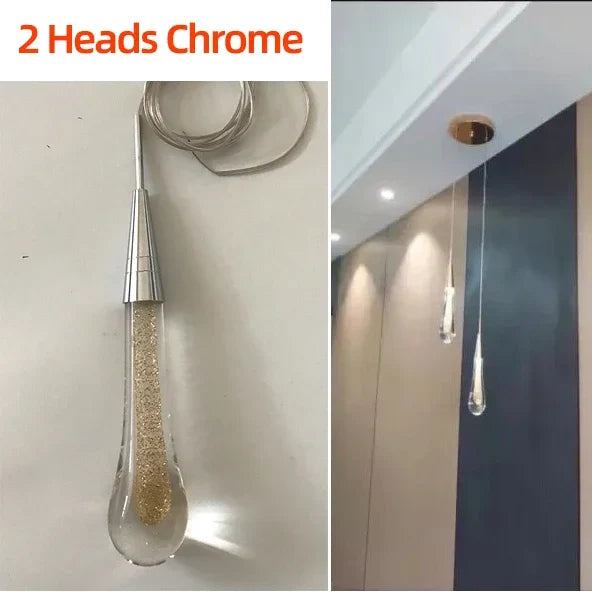 Tear Drop Crystal Glass LED Pendant Light Chandelier for Restaurant, Bar, and Staircase