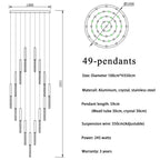 Modern Gold Crystal LED Staircase Chandelier for Large Hallway Lobby Loft
