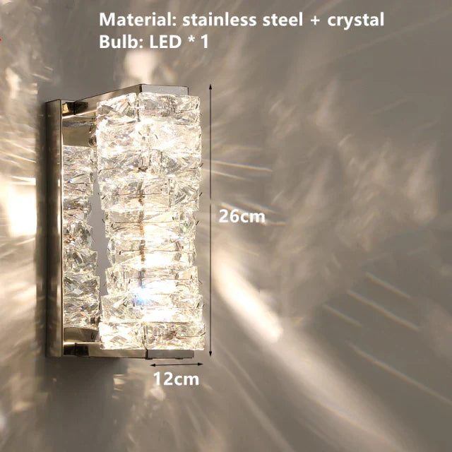Contemporary Crystal Wall Sconce for Bedside, Bathroom, Corridor, Aisle, TV Background Lighting