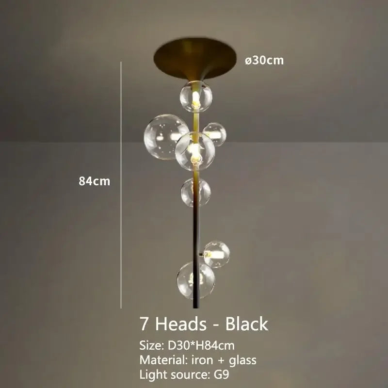 LED Bubble Chandelier Clear Glass Ball Pendant Lamp for Dining Room & Bar