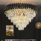 Crystal LED Pendant Chandelier, Luxury Black Lighting for Bedroom, Living, Dining Room