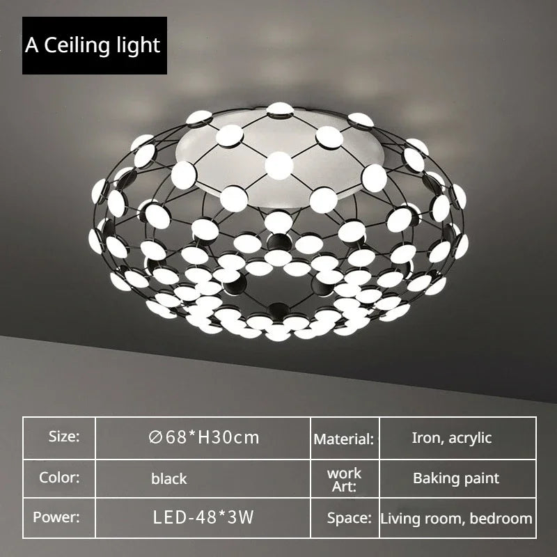 Mesh Ceiling Chandelier: Industrial Living Room Pendant Light for Home Decor