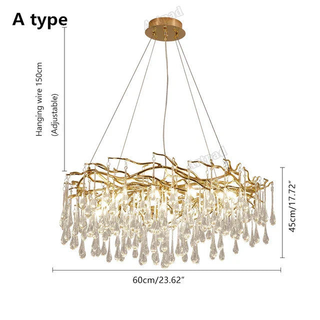 Golden Branch Led Ceiling Chandelier Modern Living Room Pendant Lights