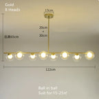 Gold Glass Ball LED Pendant Light for Kitchen Dining Room Lighting