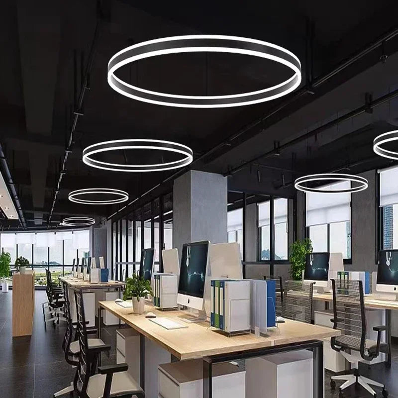 Modern Black Ring LED Chandelier for Home Decor Lighting