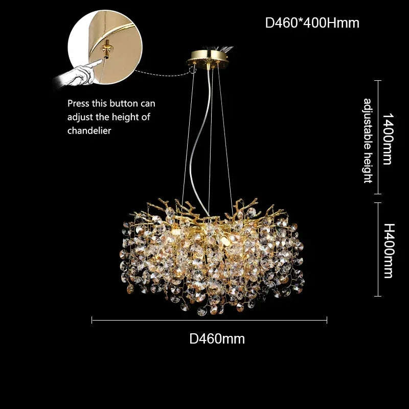 Crystal Sunflower Branch Chandelier: Luxurious Indoor Branch-Shaped Light