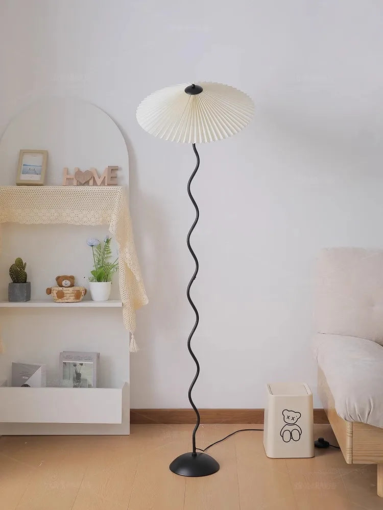 Minimalist Pleated Fabric Floor Lamp for Living Room Bedroom Décor