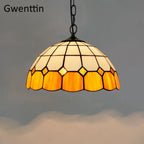 Tiffany Square Pendant Light, Stained Glass Hanging Lamp for Home Decor