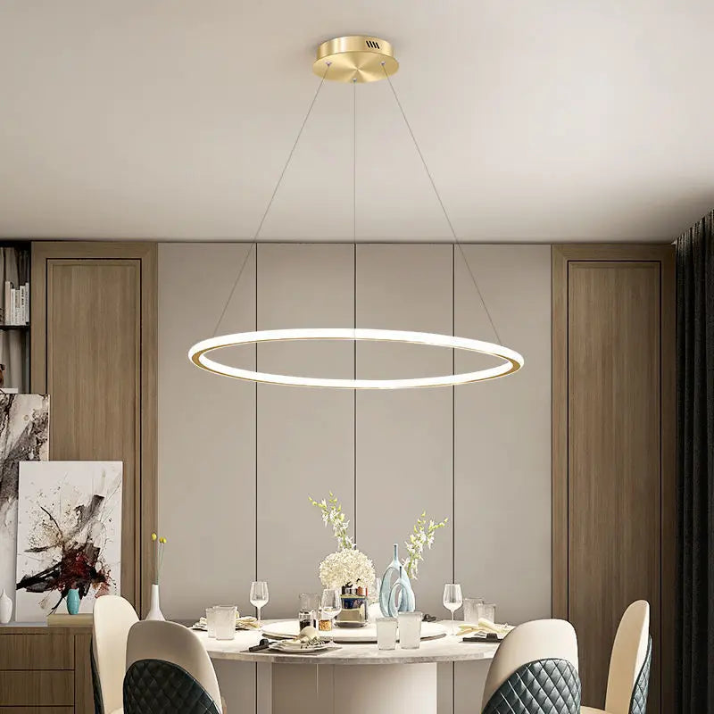 Nordic Round LED Ring Chandelier for Living Dining Bedroom