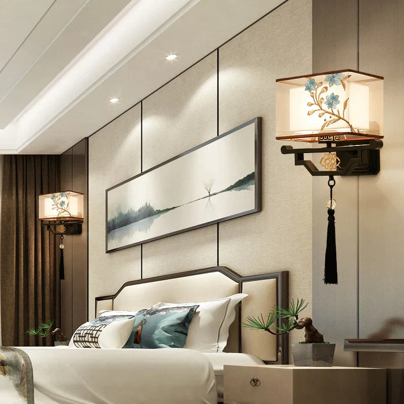 Elegant Fabric Wall Lamp for Living Room Bedroom, Modern LED Lighting Fixtures