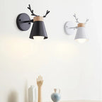 LED Antlers Wall Lamp Wooden Nordic Vintage Modern Loft Bedroom Lighting E27