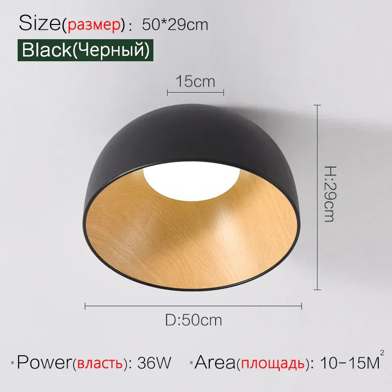 Modern Wood Grain Ceiling Lamp: Creative Minimalist Bedroom Study Light