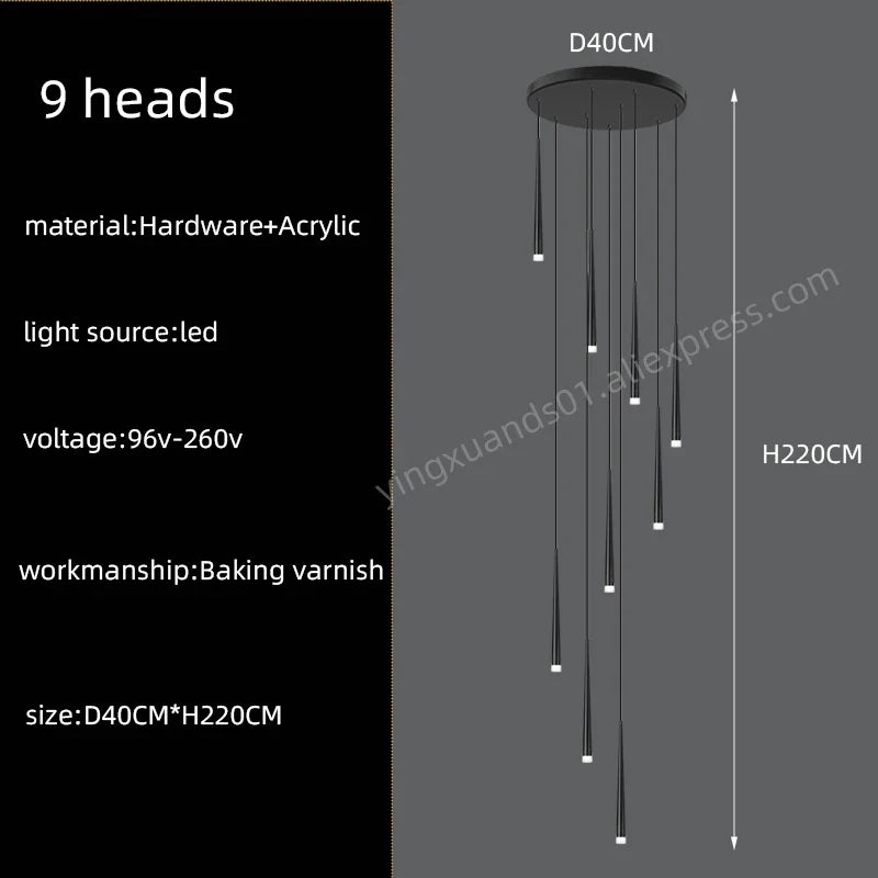 Modern LED Staircase Pendant Chandelier for Living Room Lighting