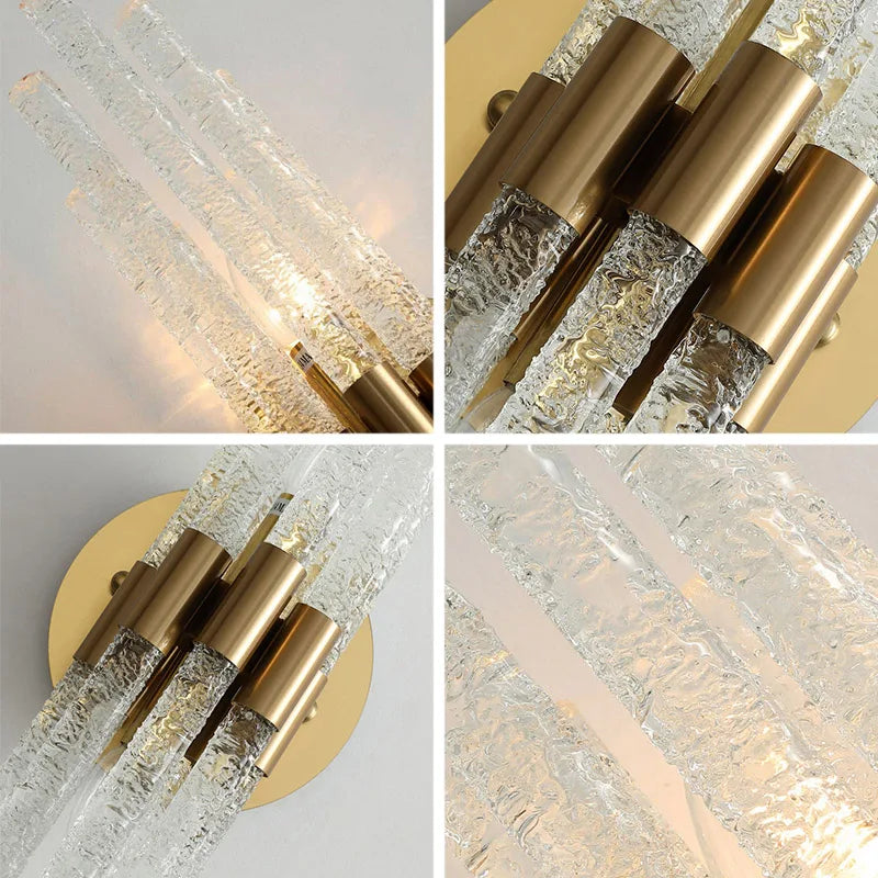 Water Ripple Glass Crystal Copper Wall Lamp - Modern Minimalist Indoor Lighting