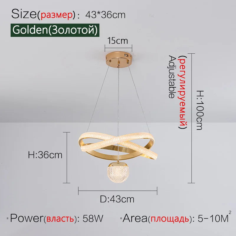 Modern Art Three-Head Chandelier for Dining Room and Bedroom