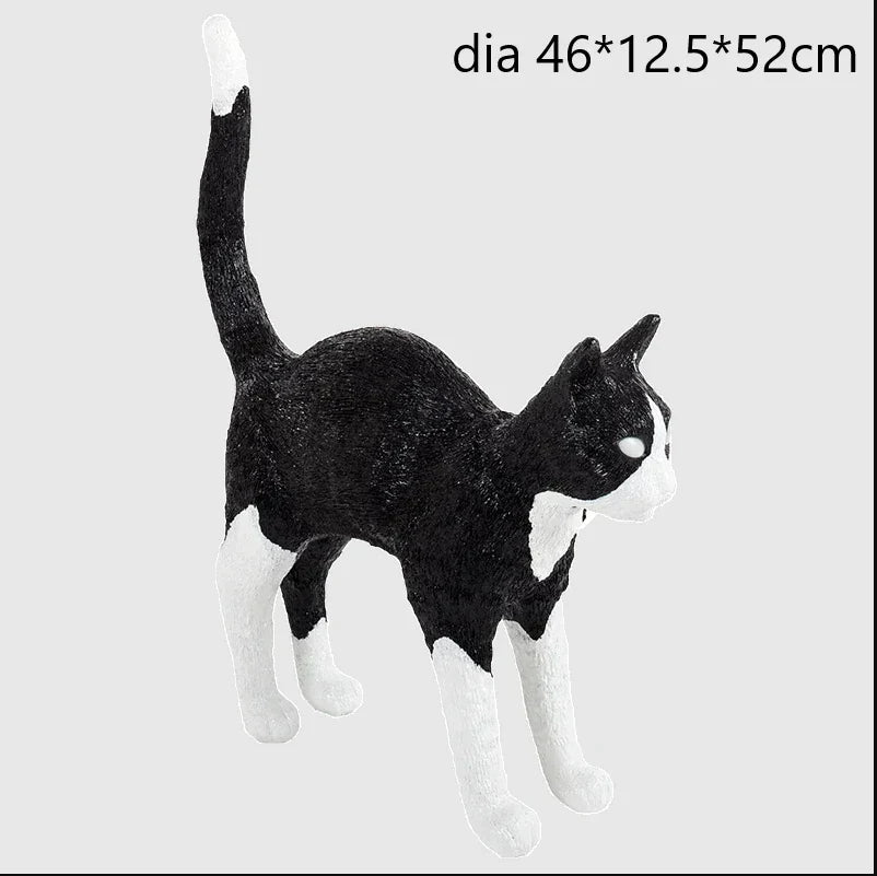 Resin Cat Table Lamp Nordic Animal Desk Light Fixture Art Decor Bedside LED