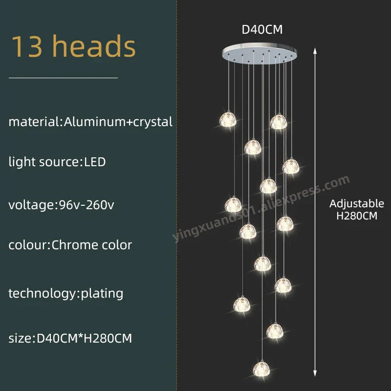 Luxury Spiral Staircase Chandelier LED Pendent Lamp for Stylish Living Room