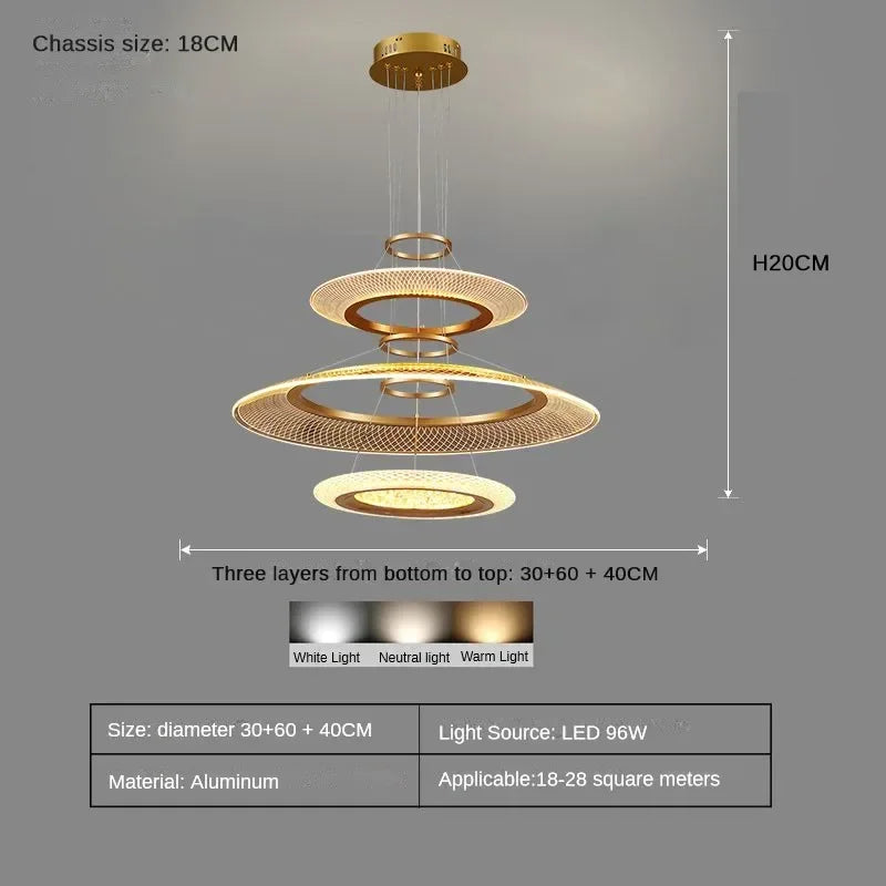 LED Ring Chandelier: Luxury Living Room Lighting Fixture