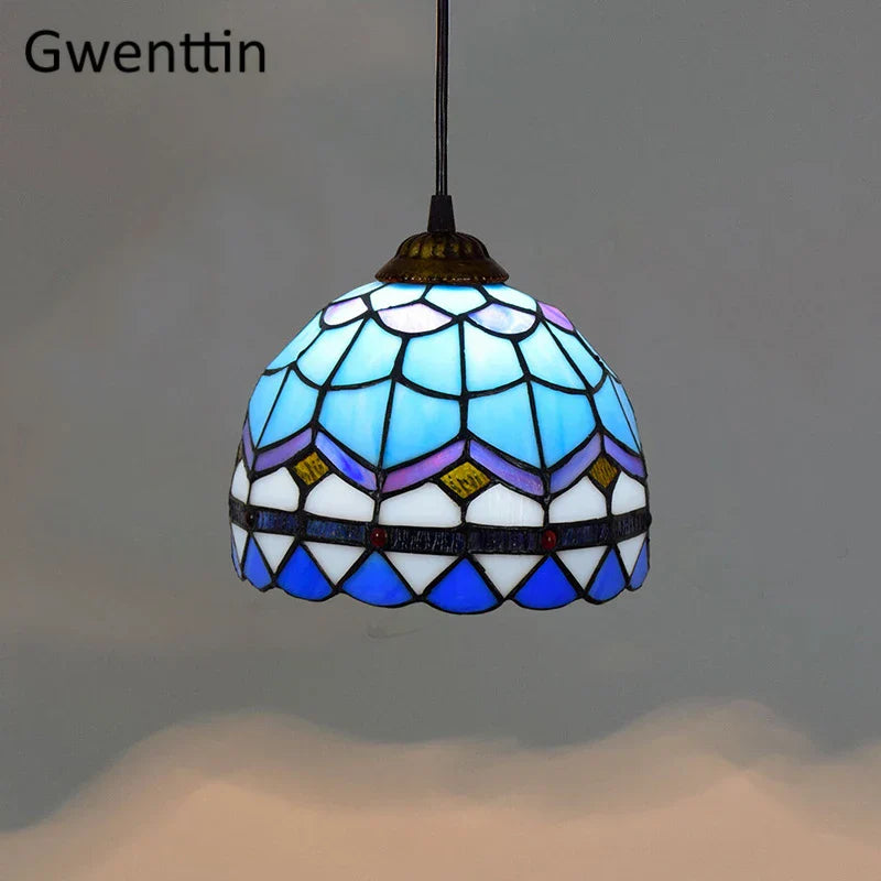 Stained Glass Pendant Lights: Baroque Style LED Kitchen Lighting Fixtures