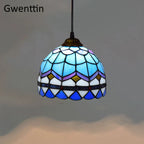 Stained Glass Pendant Lights: Baroque Style LED Kitchen Lighting Fixtures