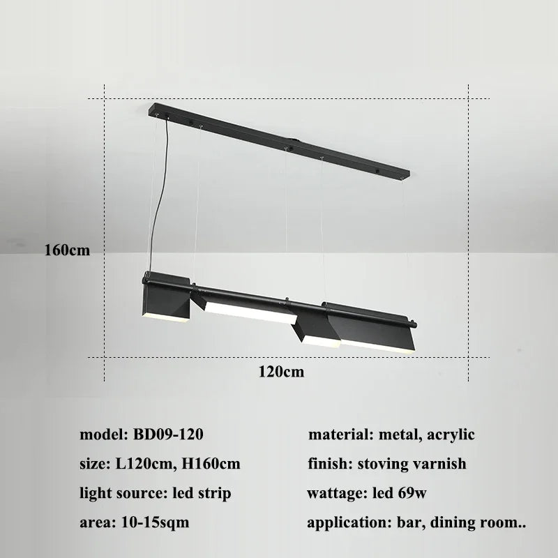 Rotatable Black LED Chandelier: Nordic Design Dining Room Decor Lighting Fixtures