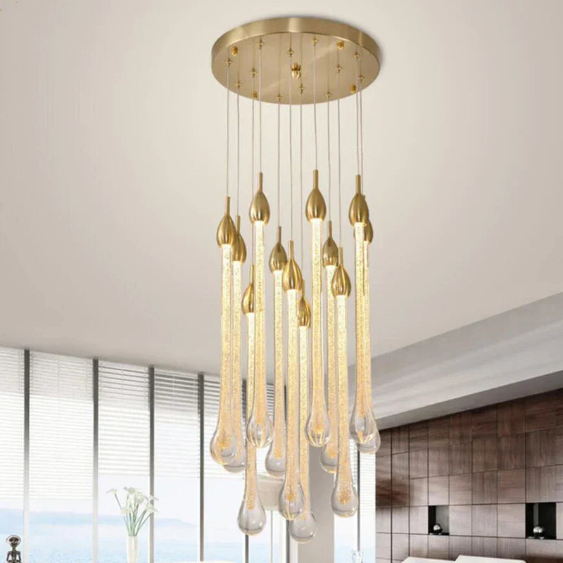 3W Round Stairs LED Chandelier: K9 Crystal, Metal Fixture, DIY Lamp for Villa