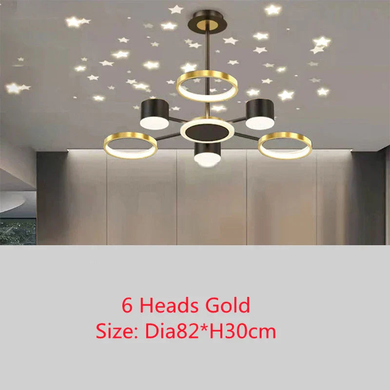 Modern Stars Chandelier Ring Light LED for Living Room Kids Room