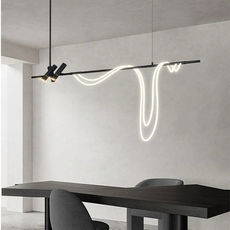 Nordic Hose LED Chandelier - Black Pendant Lamp for Dining Room