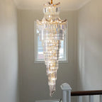 Crystal Duplex Chandelier: Luxury Living & Stair Lamp for Loft Apartment & Villa