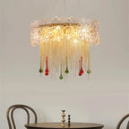 Water Drop Tassel Chandeliers: Luxe Circular LED Lustre Fixture for Home Decor