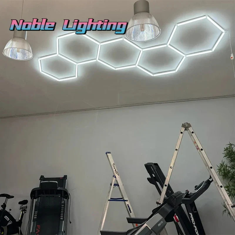 Hexagon LED Honeycomb Light: Ultra Bright Ceiling Lighting for Garage, Workshop, Showroom, Barber