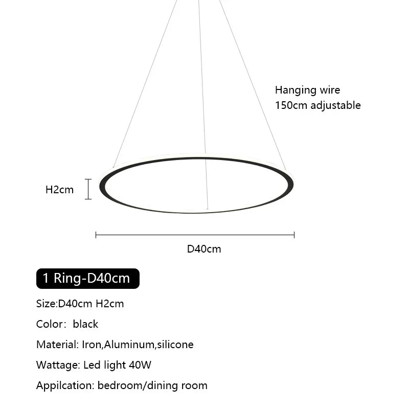 Nordic Circle Ring LED Chandelier: Minimalist Living Room Pendant Light