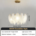 Glass Feather Chandelier: Luxury Art Decor for Living Dining Room