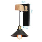 Loft American Iron Wood Wall Sconce Vintage Cage Guard Lampshade Fixture
