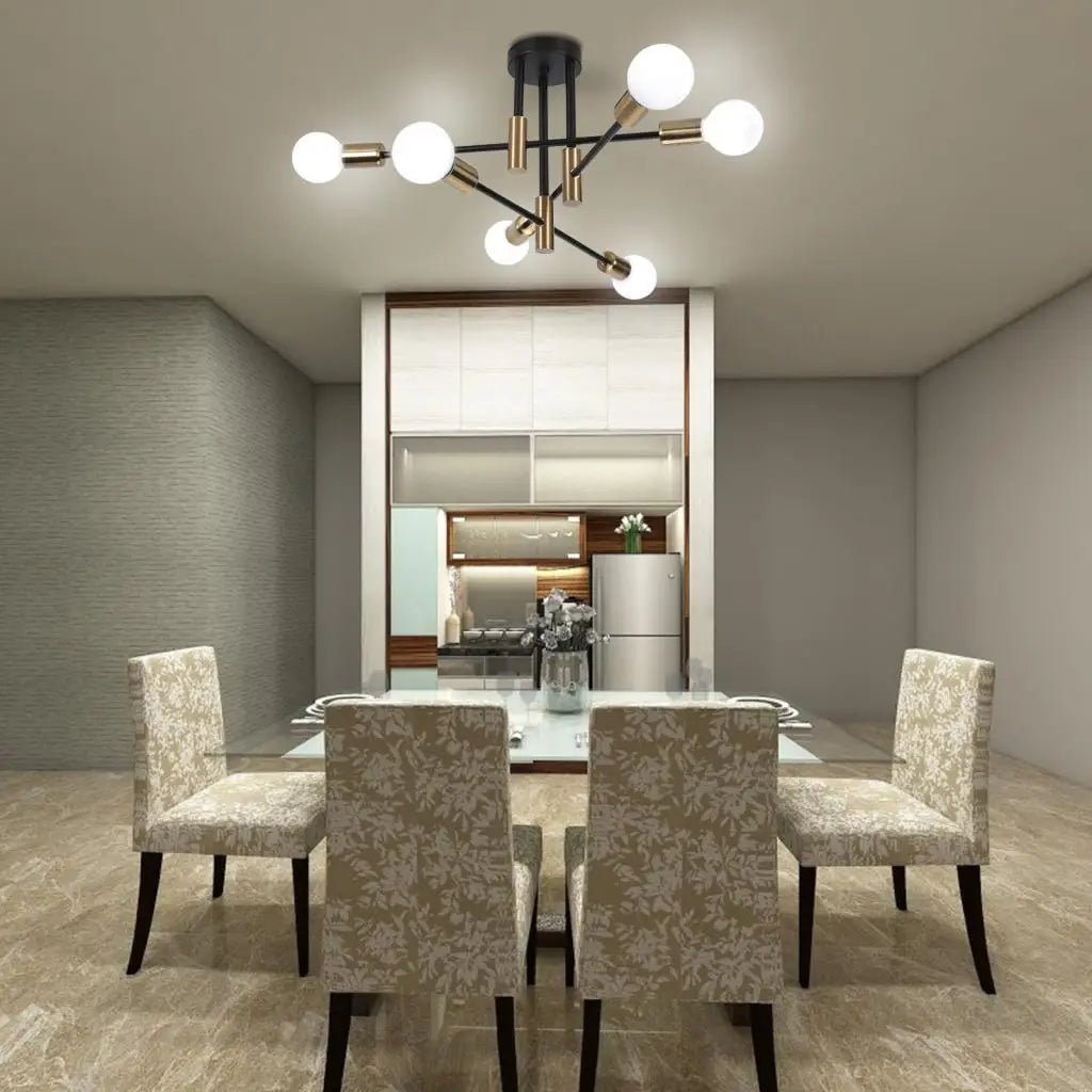 Industrial Chandelier: Modern Wrought Iron LED Ceiling Lamp for Home Decor