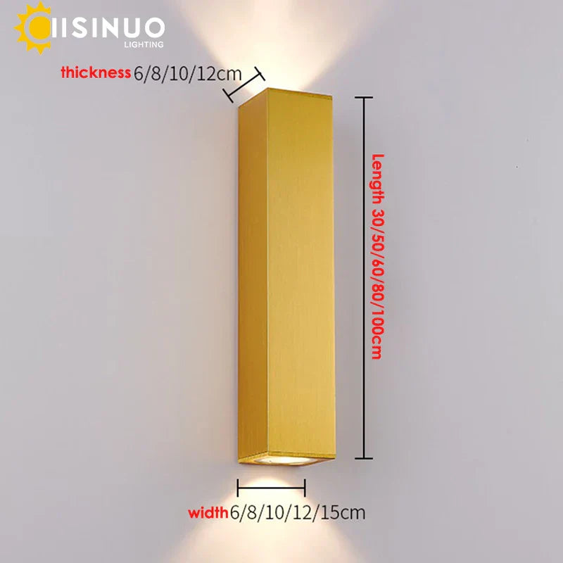 Gold LED Wall Lamp 96V 220V IP67 Waterproof Outdoor Sconce Light