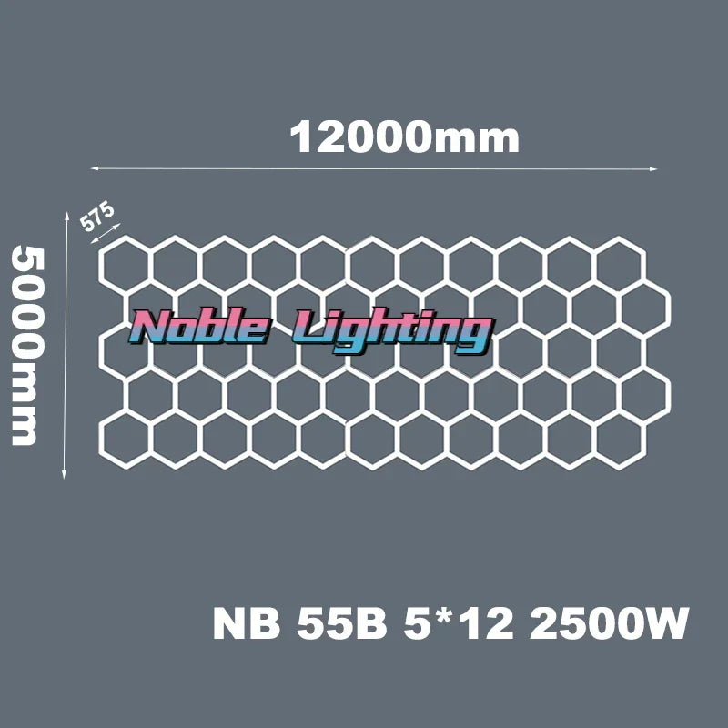 Aluminum Housing Hexagon LED Light Bar Detailing Light 5X12M Honeycomb Ceiling Lamp
