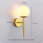 Iron Wall Lamp with Glass Ball, Elegant Sconce Light for Home Stairs and Reading