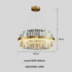 Gold Metal Crystal Pendant Light - Dimmable LED Hanging Lamp