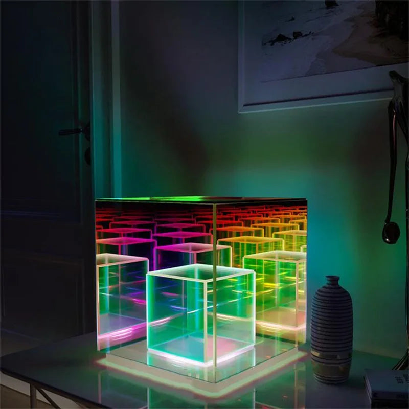 LED Square Color Cube Table Lamp for Home Bedroom Decoration