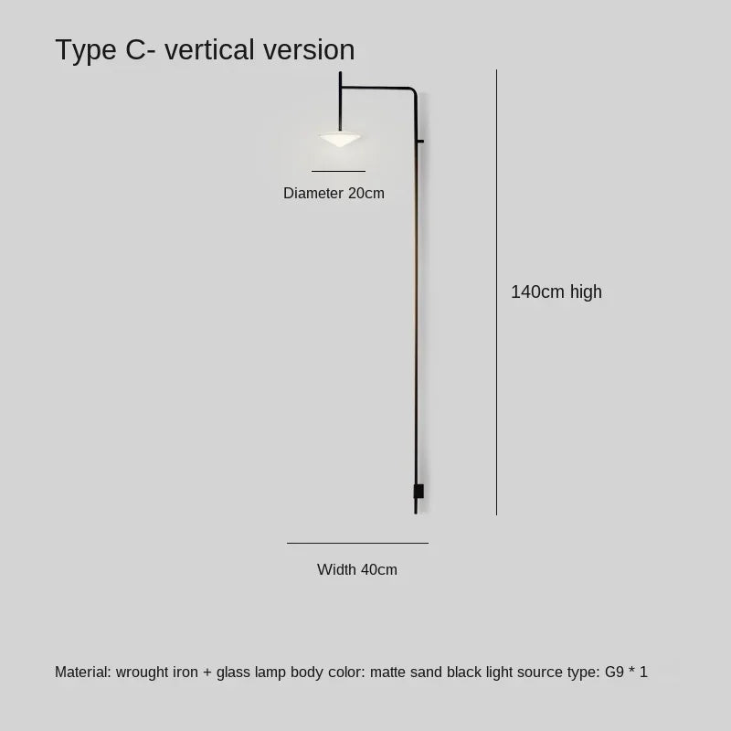 Black Iron LED Long Wall Lamp for Living Room, Bedroom, Corridor - Nordic Style