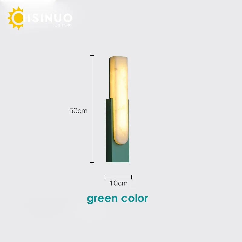 19.6＂LED Marble Wall Sconce - Modern Indoor Bedside Lighting for Living Room