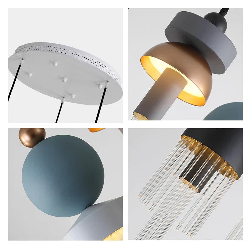 Children's Room Glass Pendant Light Bedrooms Bedside Chandelier Metal Dining Table Lamp